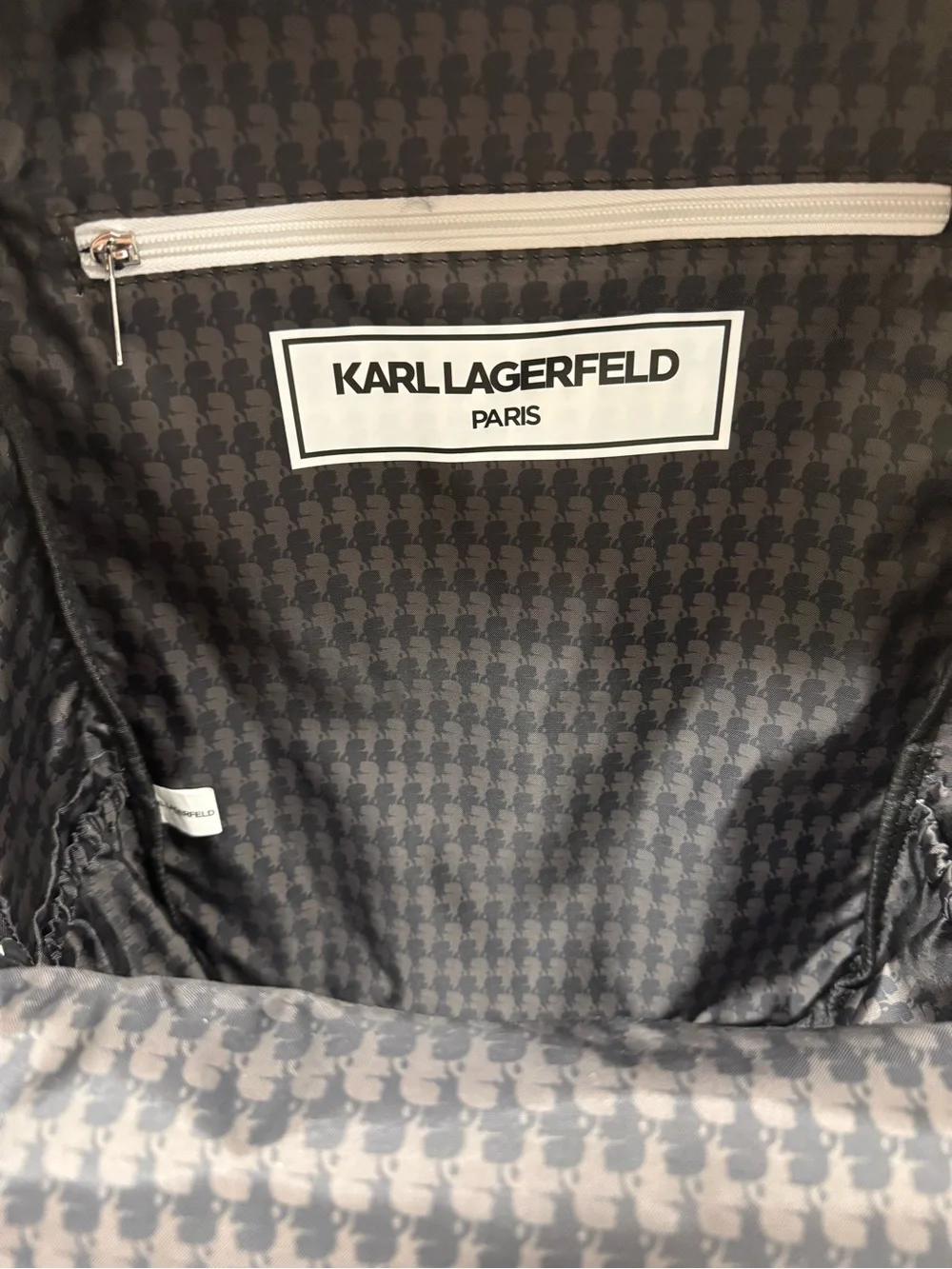Karl Lagerfeld Black Backpack with Icon Graphic NWT Kitty Karl